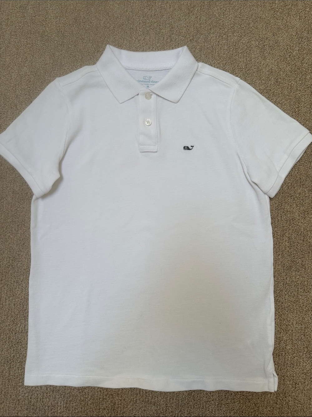 Vineyard Vines Kids White Polo with Navy Whale Logo size M (12-14)
